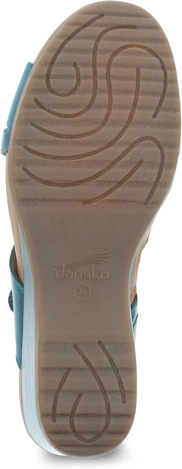Ana Wedge Sandal for Women – Cushioned, Contoured Footbed for All-Day Comfort and Support – Adjustable Hook & Loop Strap with Buckle Detail – Lightweight Rubber Outsole