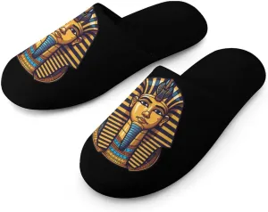 Ancient Egyptian Pharaoh King Egyptian House Slippers for Men Warm Plush Slip On Slipper for Indoor Outdoor