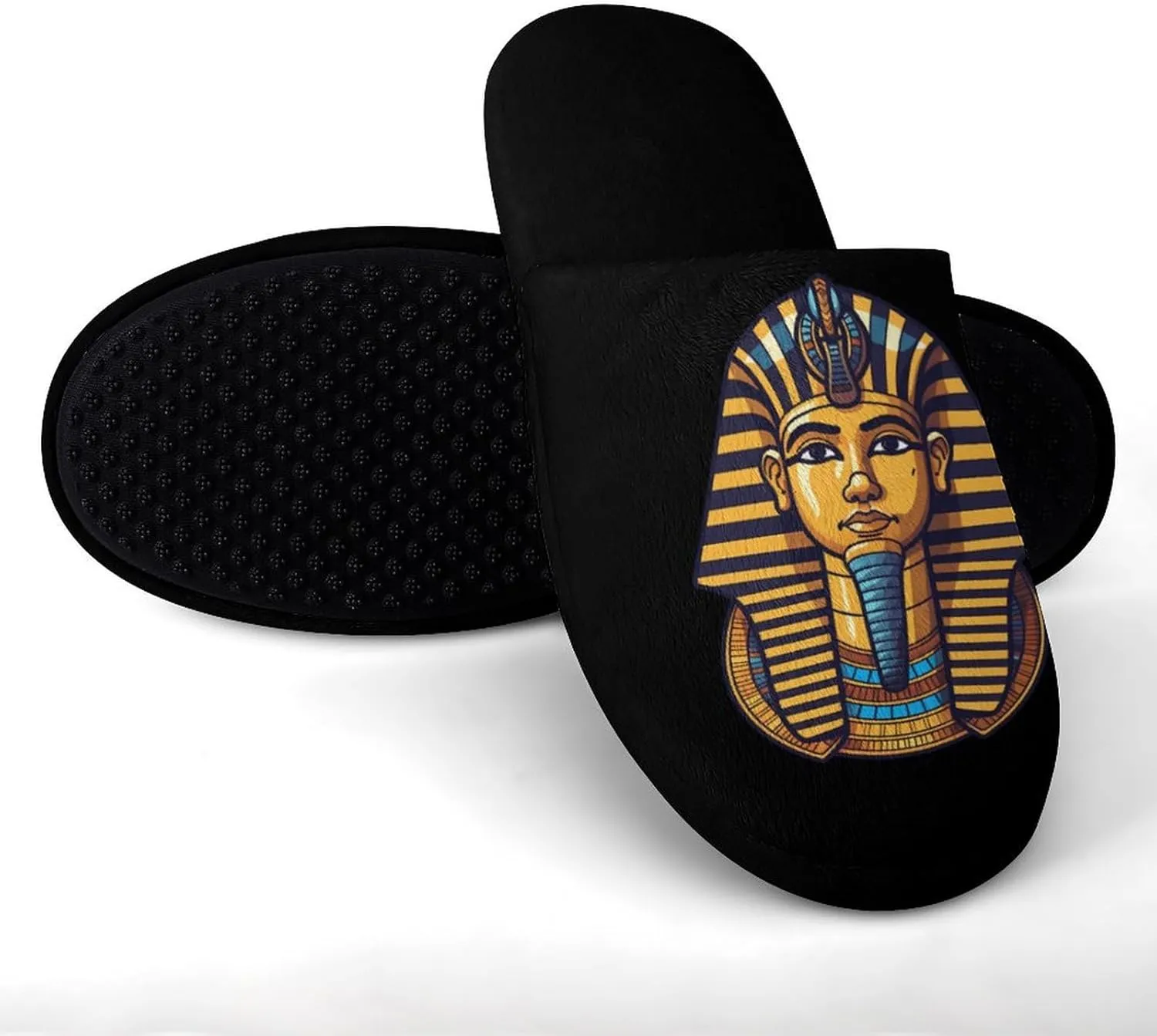 Ancient Egyptian Pharaoh King Egyptian House Slippers for Men Warm Plush Slip On Slipper for Indoor Outdoor