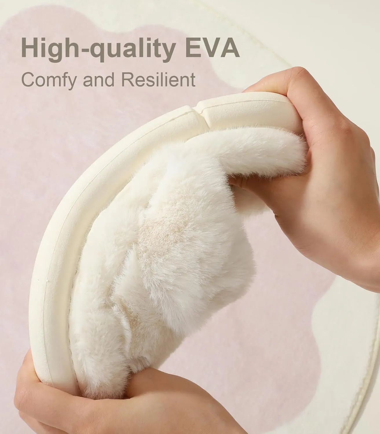 Ankis Fuzzy Slippers for Women - Ultra-Soft Skin-friendly Dual-Strap Furry Slippers | EVA Cushioned Non-Slip Sole | Cozy Memory Foam Women House Slippers | Indoor and Outdoor Cloud Slippers