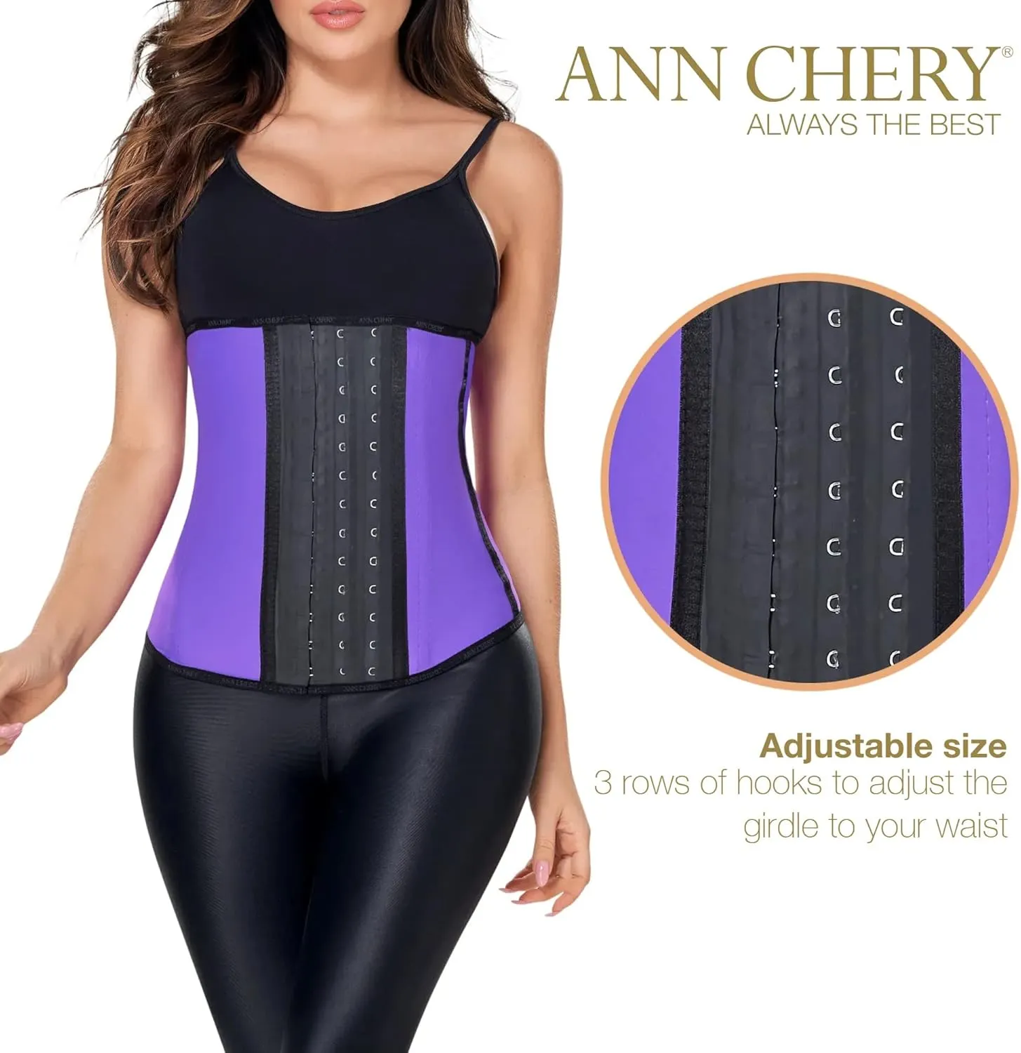 Ann Chery 2021 Latex Waist Trainer for Women |3 Hook Body Shaper|High Compression Colombian Waist Cincher |Daily & Sports Use