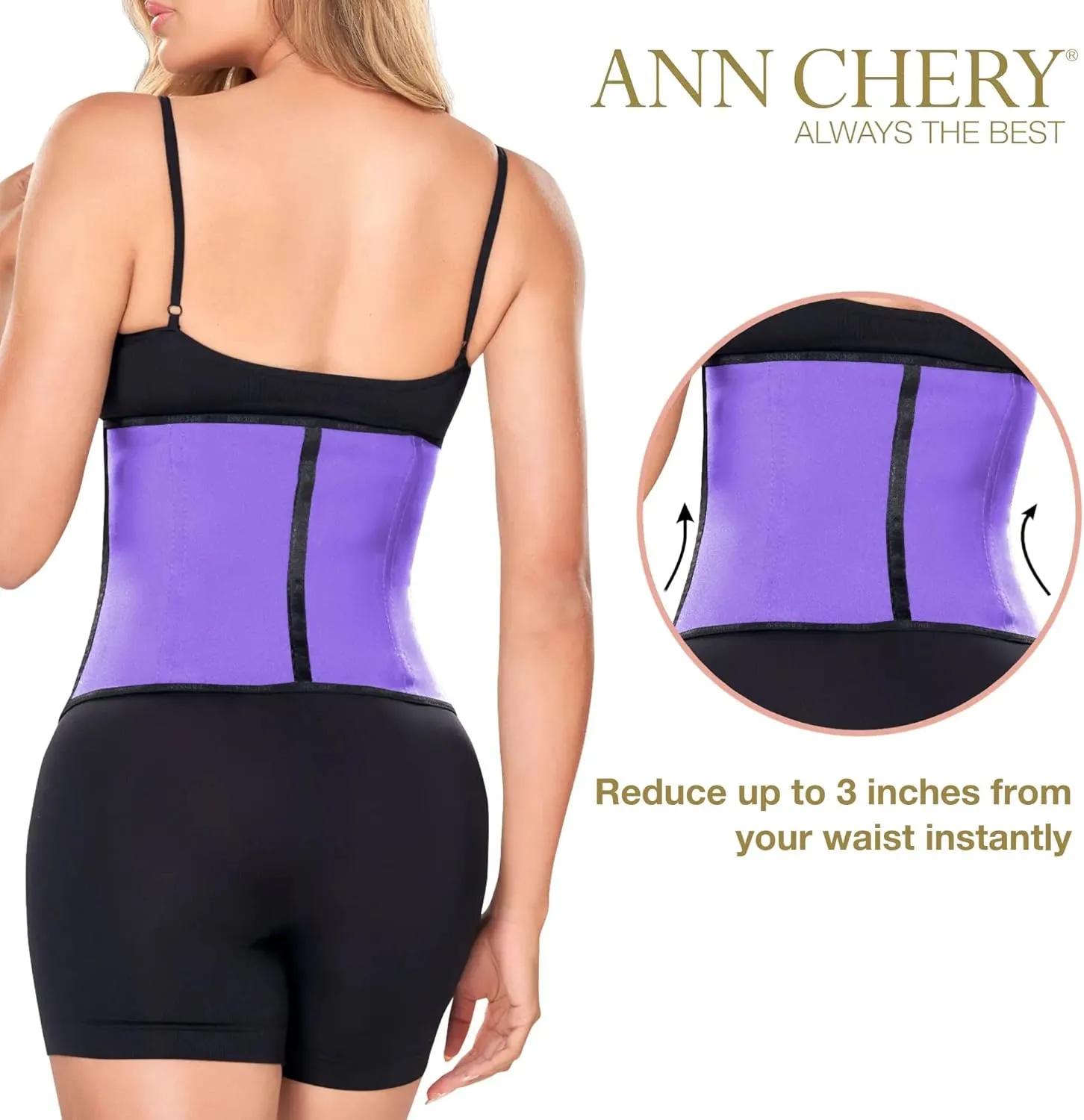 Ann Chery 2021 Latex Waist Trainer for Women |3 Hook Body Shaper|High Compression Colombian Waist Cincher |Daily & Sports Use