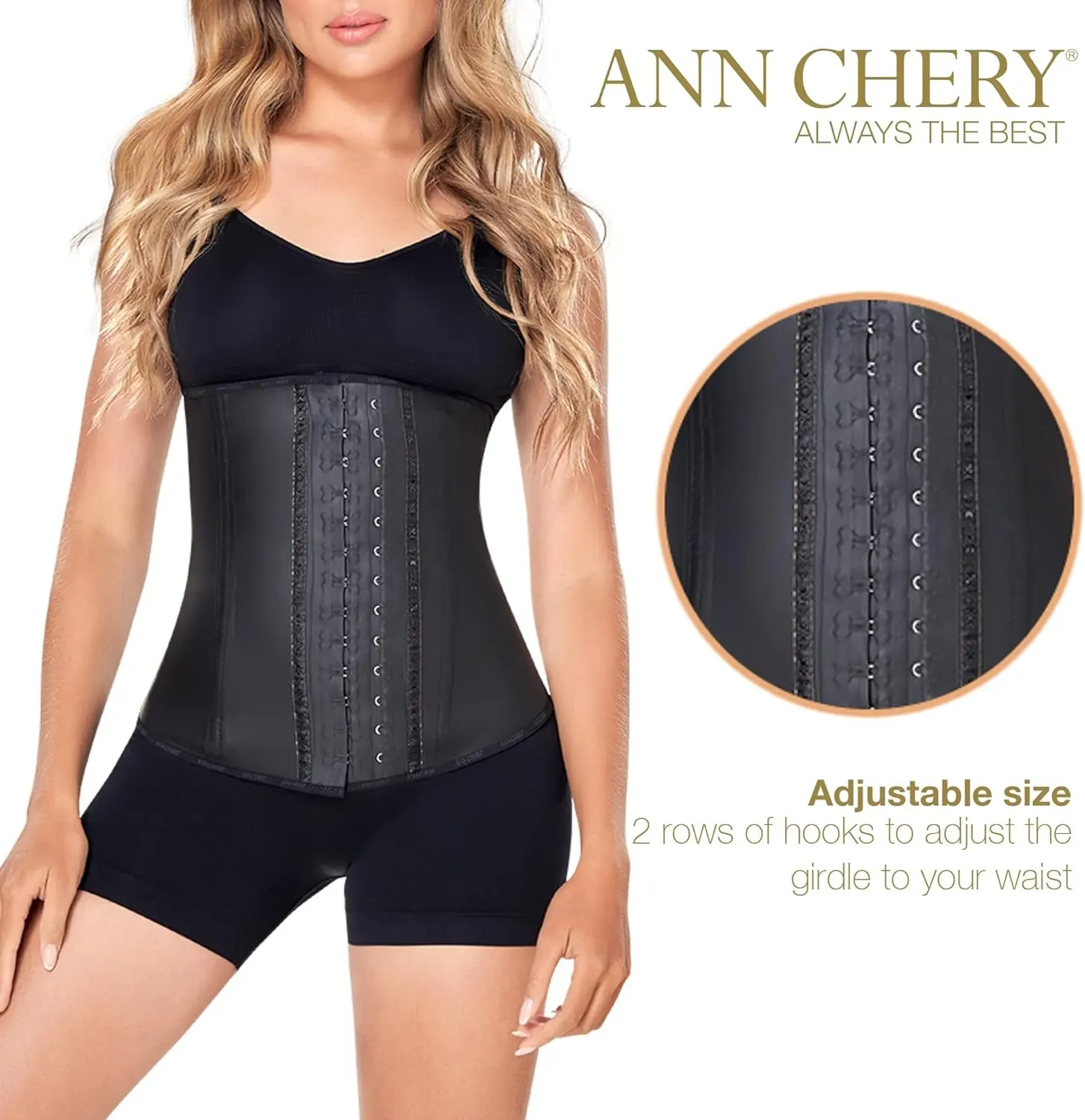 Ann Chery Corset Waist Trainer for Women’s Weight Loss - Colombian Waist Cincher - 2 Hook Latex Body Shaper