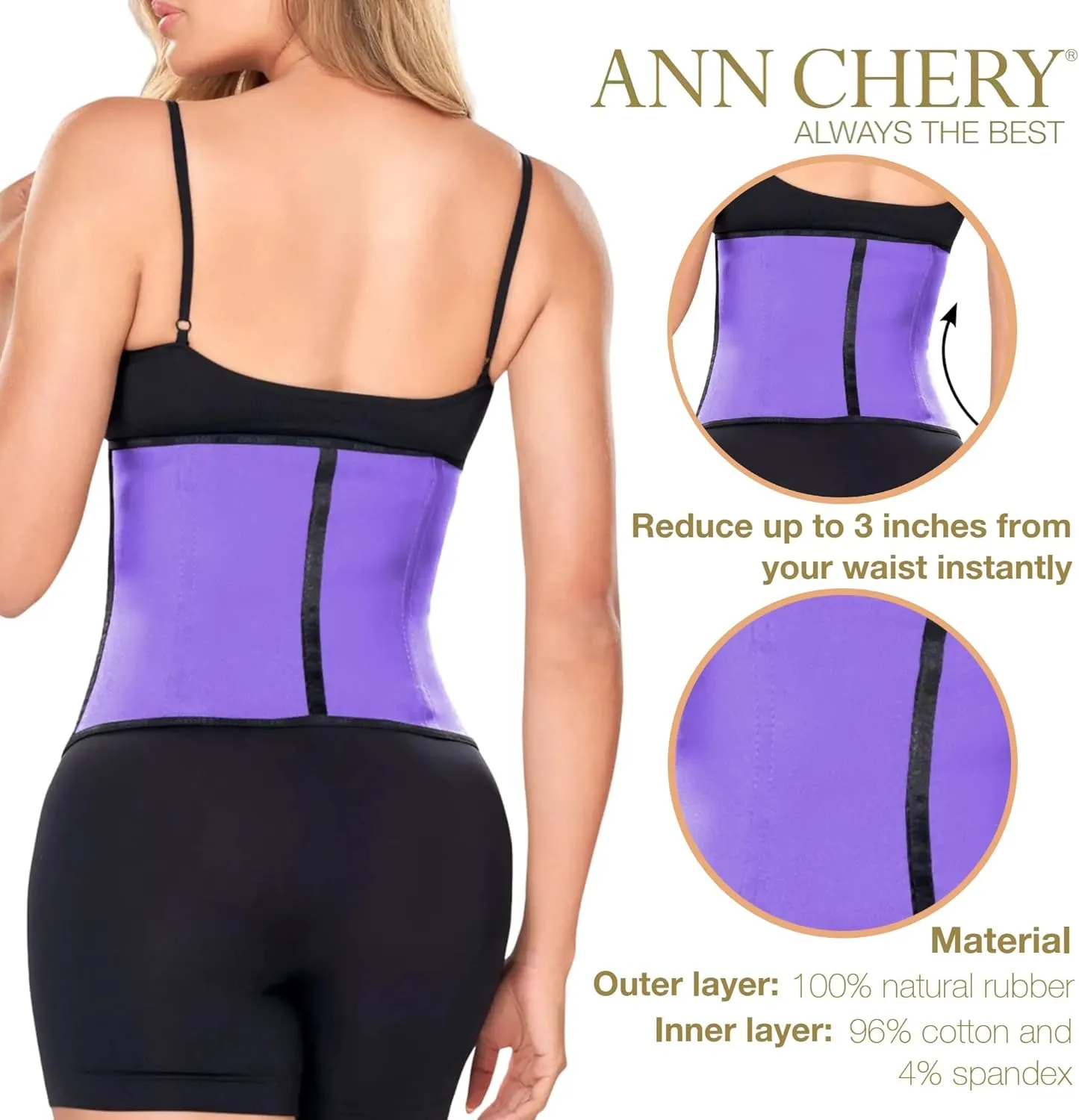 Ann Chery Corset Waist Trainer for Women’s Weight Loss - Colombian Waist Cincher - Latex Body Shaper - Included Lotion