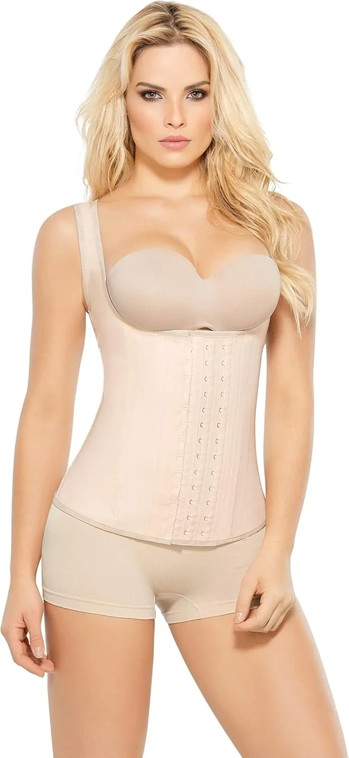 ANN CHERY Corset Waist Trainer for Women’s Weight Loss - Colombian Waist Cincher With Straps - 3 Hook Vest Body Shaper Beige