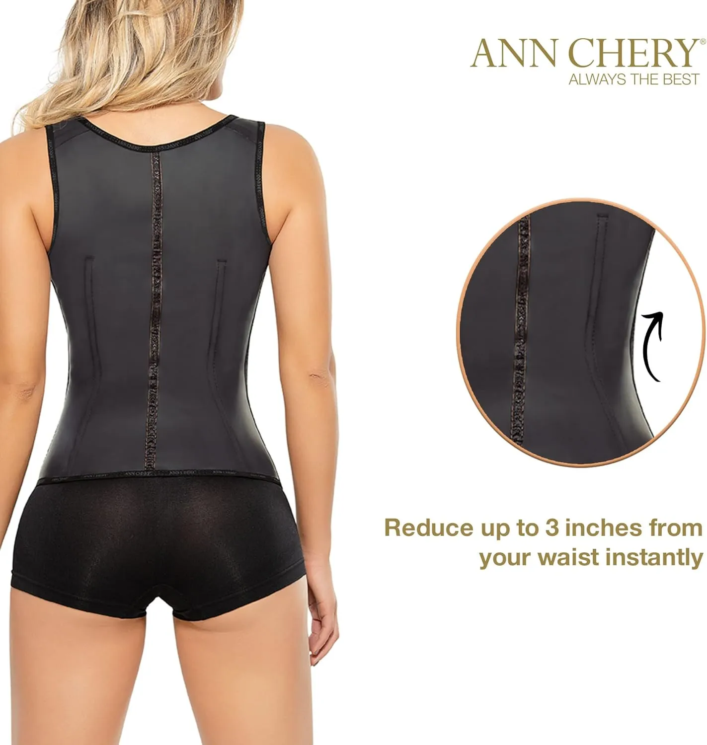 Ann Chery Corset Waist Trainer for Women’s Weight Loss - Colombian Waist Cincher With Straps - 3 Hook Vest Body Shaper