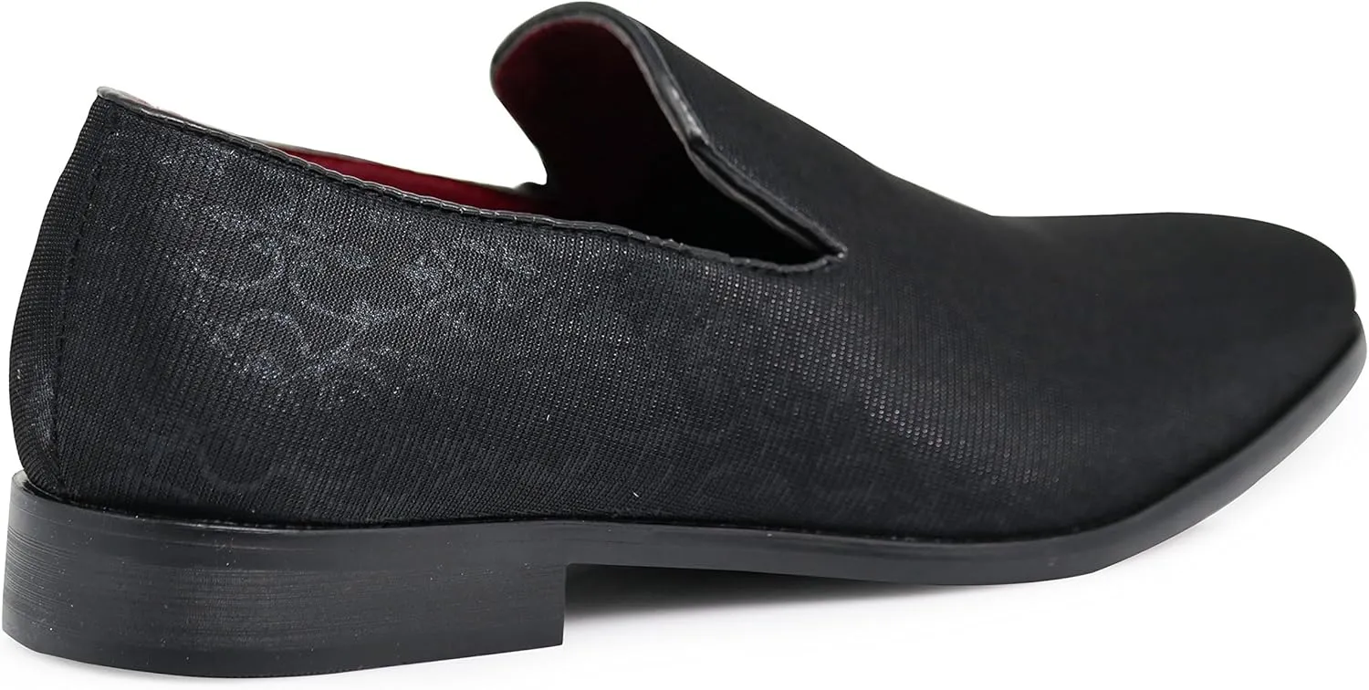 ARK1 Men's Vintage Satin Silky Floral Fashion Dress Loafer Slip On Tuxedo Formal Dress Shoes Designer