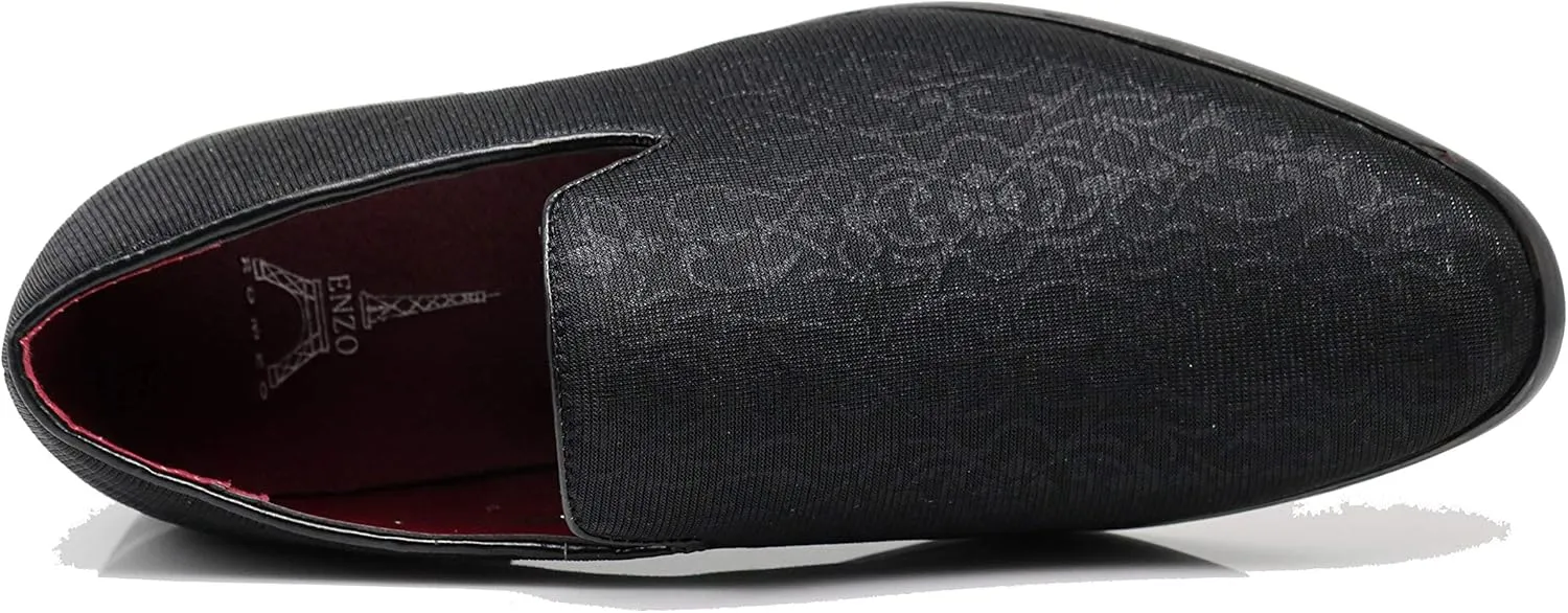 ARK1 Men's Vintage Satin Silky Floral Fashion Dress Loafer Slip On Tuxedo Formal Dress Shoes Designer