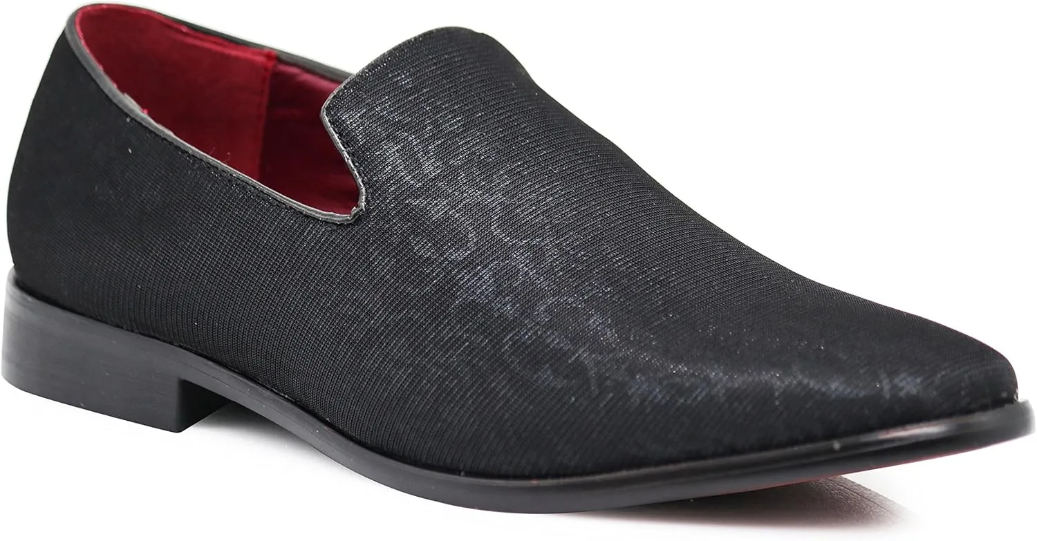 ARK1 Men's Vintage Satin Silky Floral Fashion Dress Loafer Slip On Tuxedo Formal Dress Shoes Designer