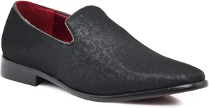 ARK1 Men's Vintage Satin Silky Floral Fashion Dress Loafer Slip On Tuxedo Formal Dress Shoes Designer