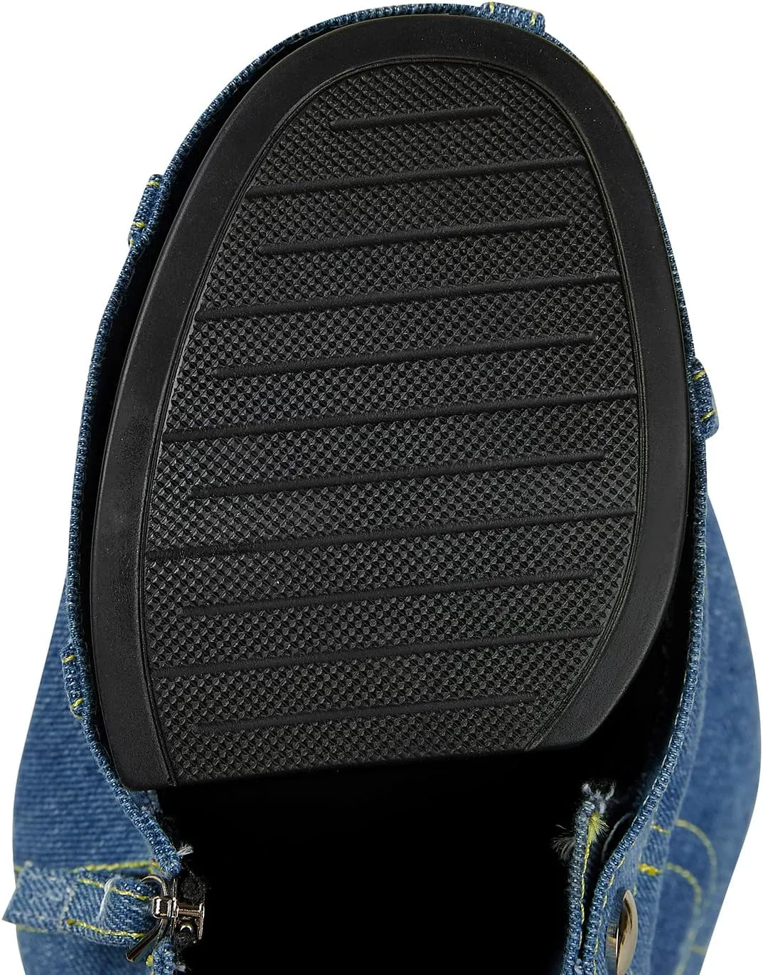 Arqa Women's Fold Over Knee High Boots Platform Heel Padlock Boot with Zipper Denim Jeans Biker Shoes
