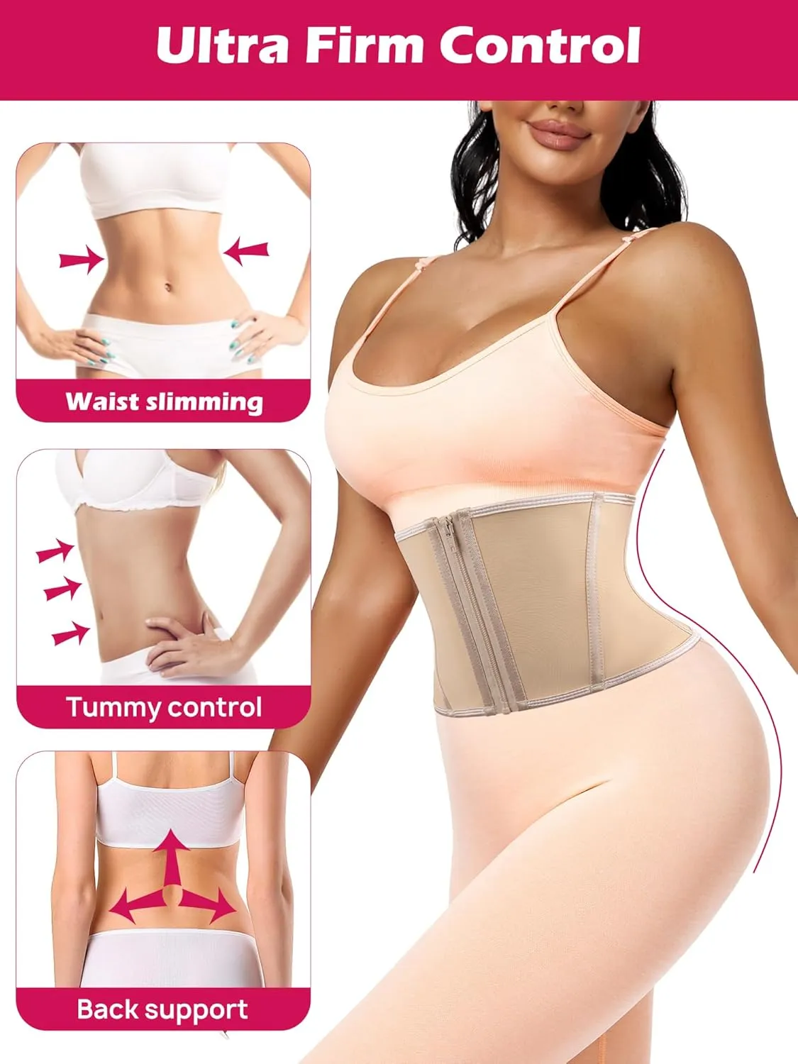 Atbuty Short Torso Waist Trainer for Women Small Tummy Control Sport Girdle Hourglass Belly shaper