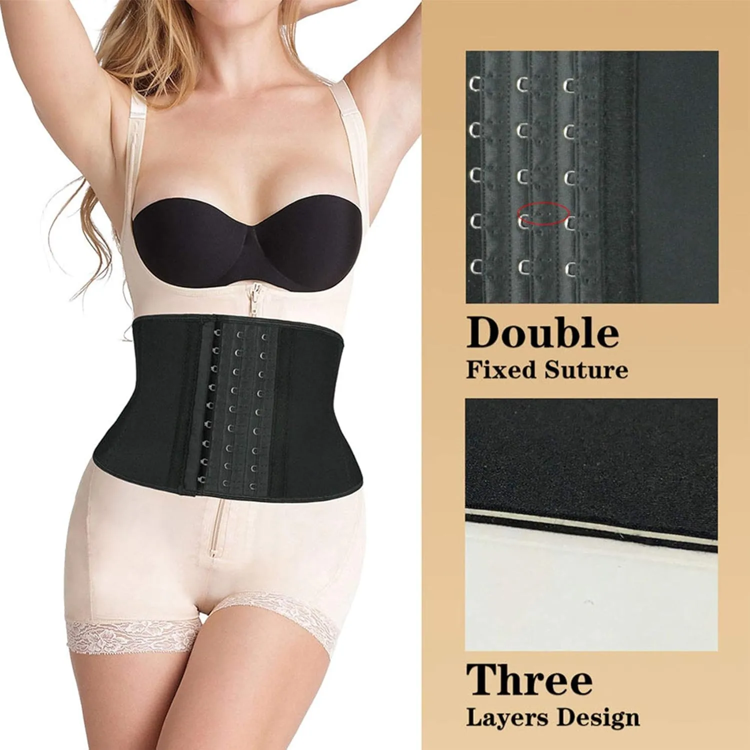 Atbuty Super Short Torso Waist Trainers Cincher Corset Tummy Shaper Slimming Latex Girdle