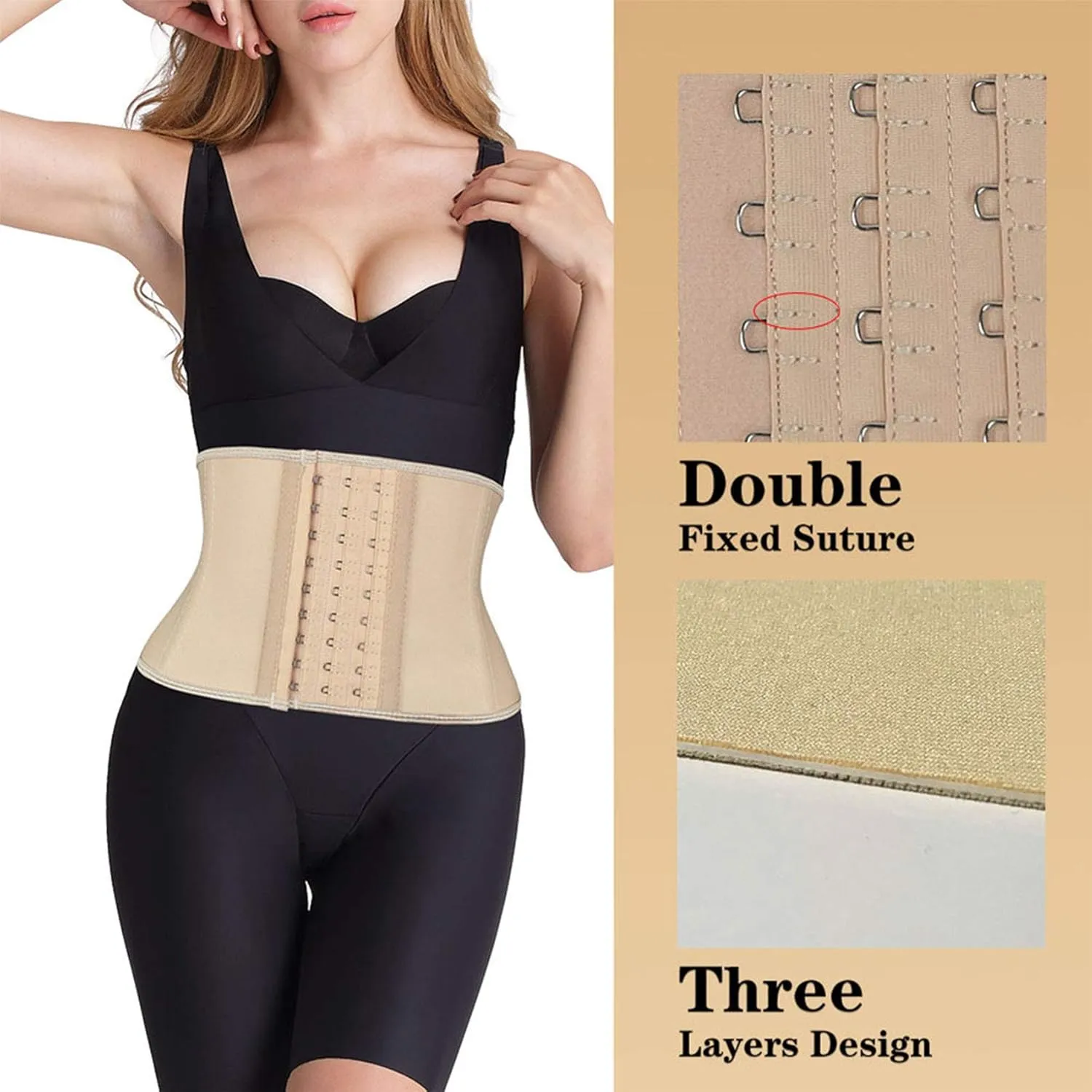 Atbuty Super Short Torso Waist Trainers Cincher Corset Tummy Shaper Slimming Latex Girdle