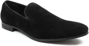 AZAR MAN New Men's Black Suede Slip on Loafers Modern Dress Shoes