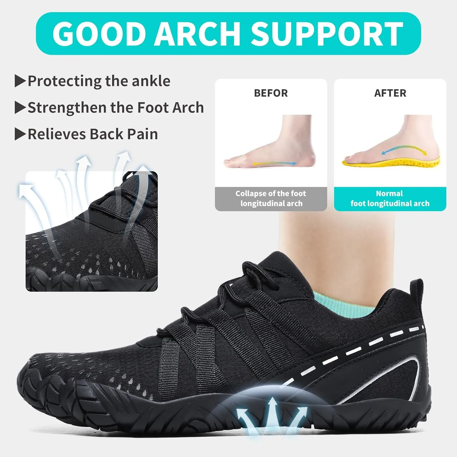 Barefoot Shoes Women Men Minimalist Zero Drop Wide Toe Box Water Shoes Hiking Barefoot Footwear Unisex Sneakers for Workout Cross-Trainer Walking Running Camping Beach Weightlifting Grounding Sport