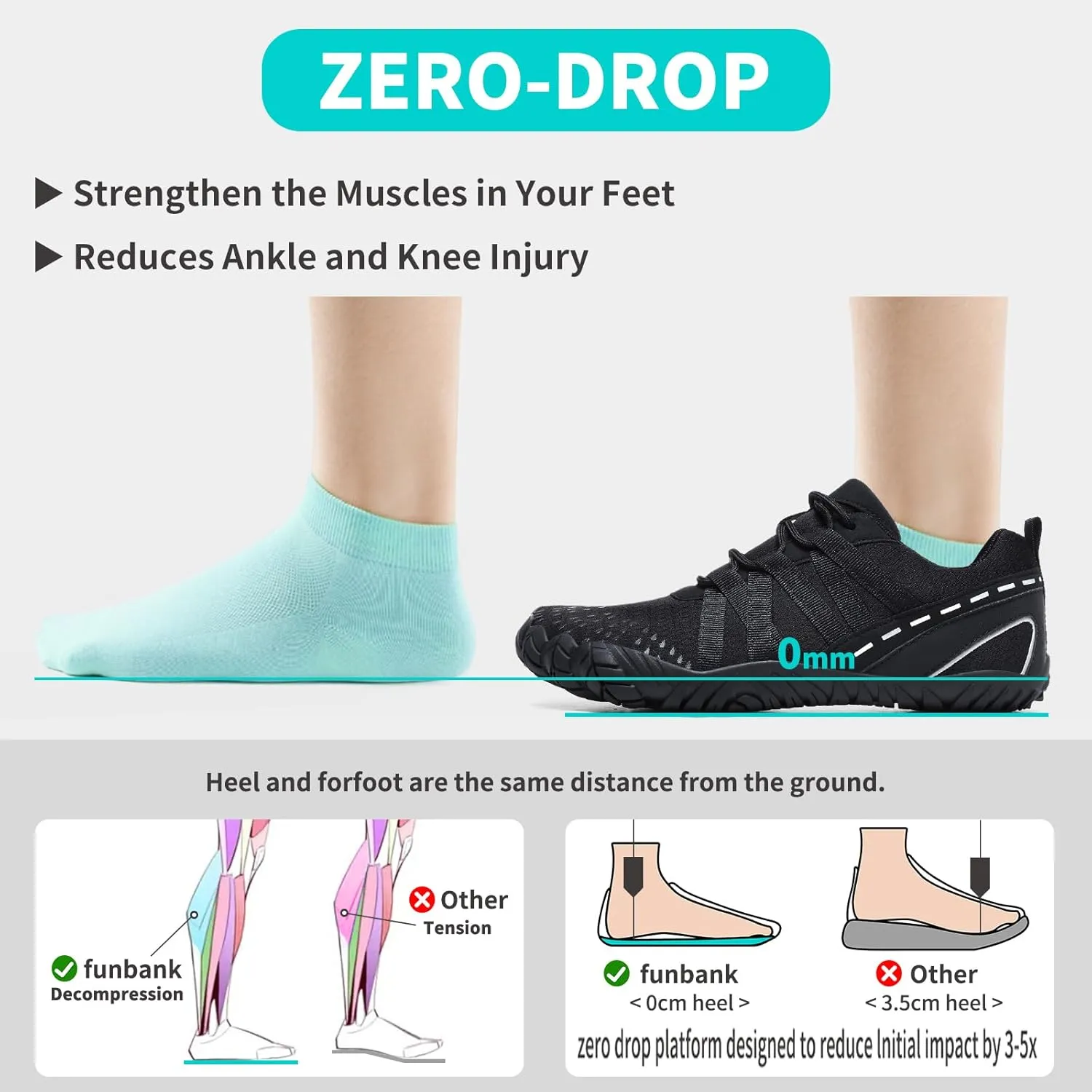 Barefoot Shoes Women Men Minimalist Zero Drop Wide Toe Box Water Shoes Hiking Barefoot Footwear Unisex Sneakers for Workout Cross-Trainer Walking Running Camping Beach Weightlifting Grounding Sport