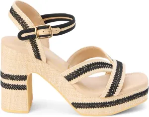 BEACH by Matisse Womens Adelaide Platform Block Ankle Strap Casual Sandals Casual High Heel 3" & Up - Beige