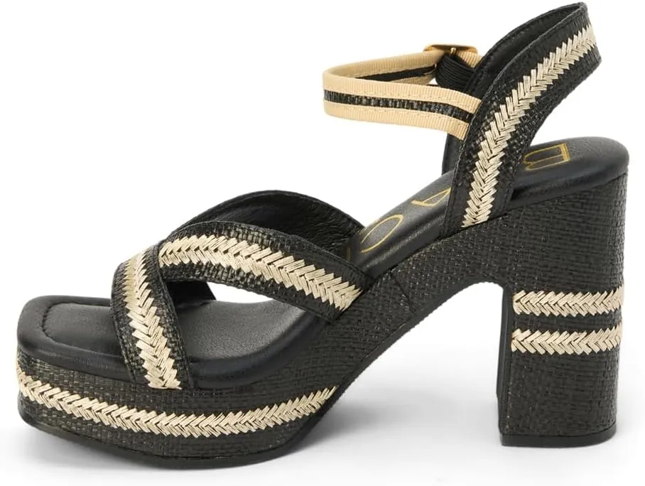 BEACH by Matisse Womens Adelaide Platform Block Ankle Strap Casual Sandals Casual High Heel 3" & Up - Black