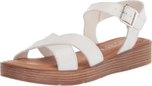 Bella Vita Made in Italy Women's Car-Italy Flat Sandal, White Leather, 7.5 Narrow