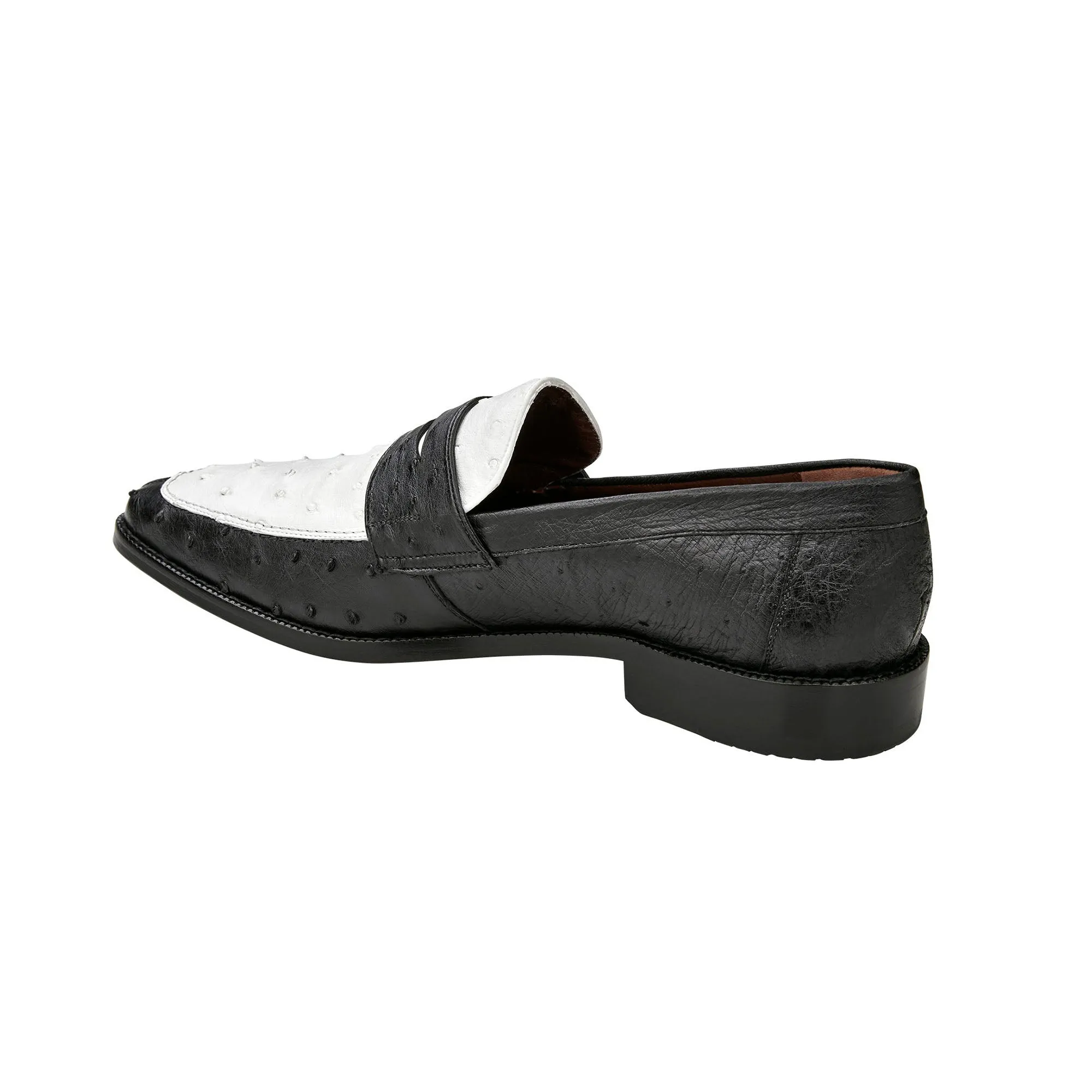 Belvedere Espada in Black / White Ostrich Quill Penny Loafers