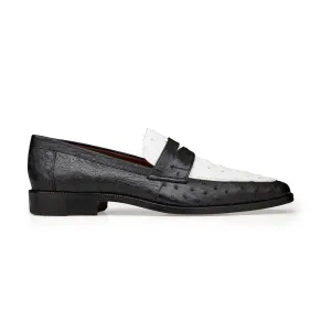 Belvedere Espada in Black / White Ostrich Quill Penny Loafers
