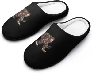 Bigfoot Sasquatch Lacrosse Funny Player Men's Cotton Slippers Soft House Shoes Anti-Skid Bedroom Slipper for Home Outdoor