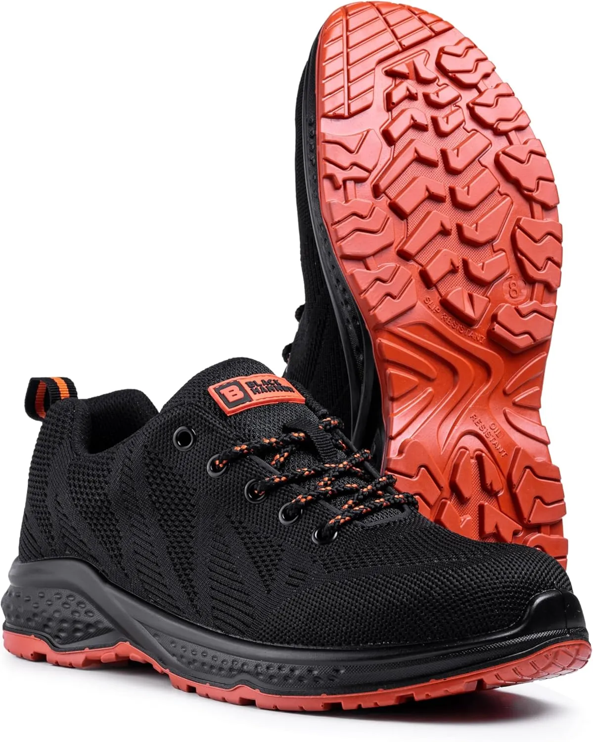 Black Hammer Mens Safety Trainers Steel Toe Cap S1P Slip Resistant SRC Lightweight Steel Midsole Work Breathable Shoes Ankle Hiker 2292