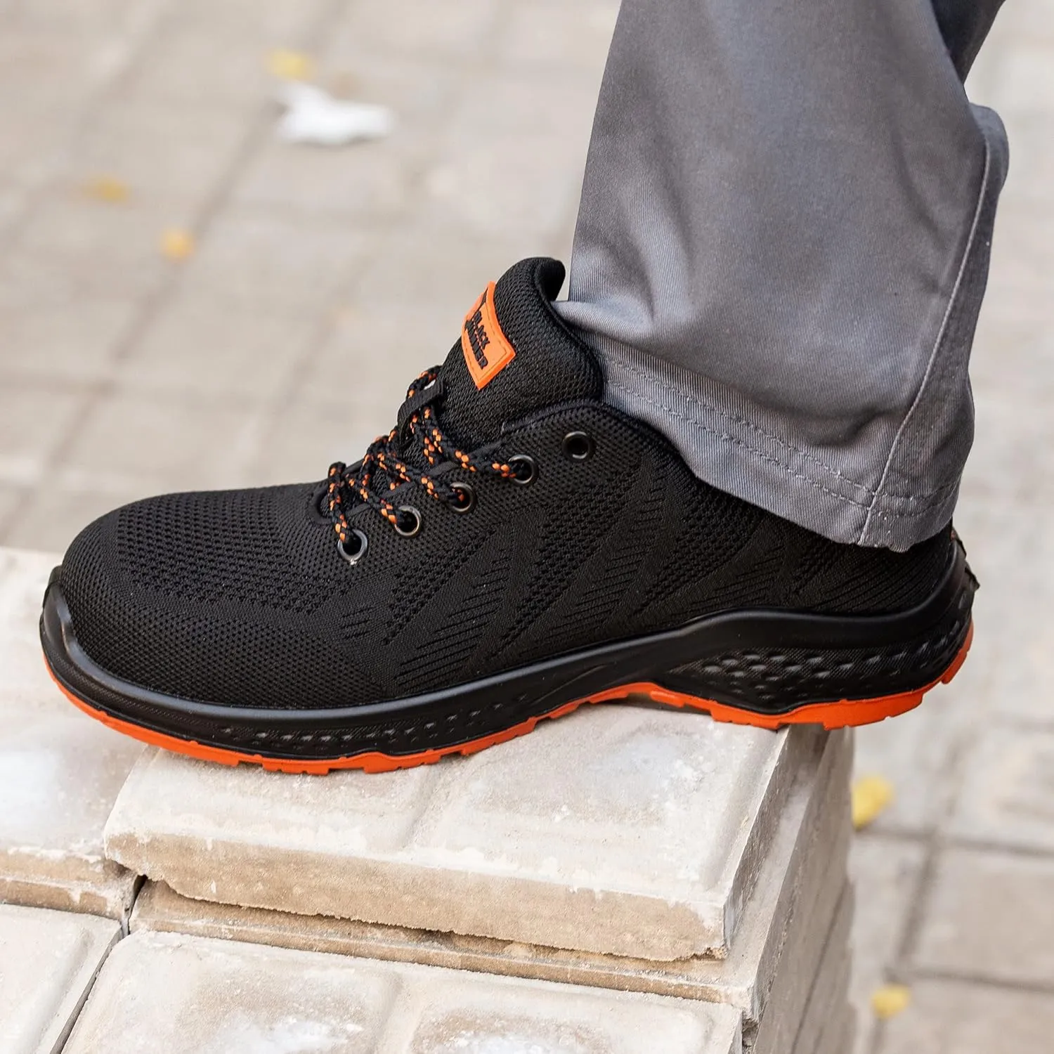 Black Hammer Mens Safety Trainers Steel Toe Cap S1P Slip Resistant SRC Lightweight Steel Midsole Work Breathable Shoes Ankle Hiker 2292