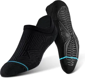 BRISIRA Bamboo Viscose Non Slip Pilates Socks Men Women No Show Grip Compression Thick Cushion Yoga Barre Grippy Ankle