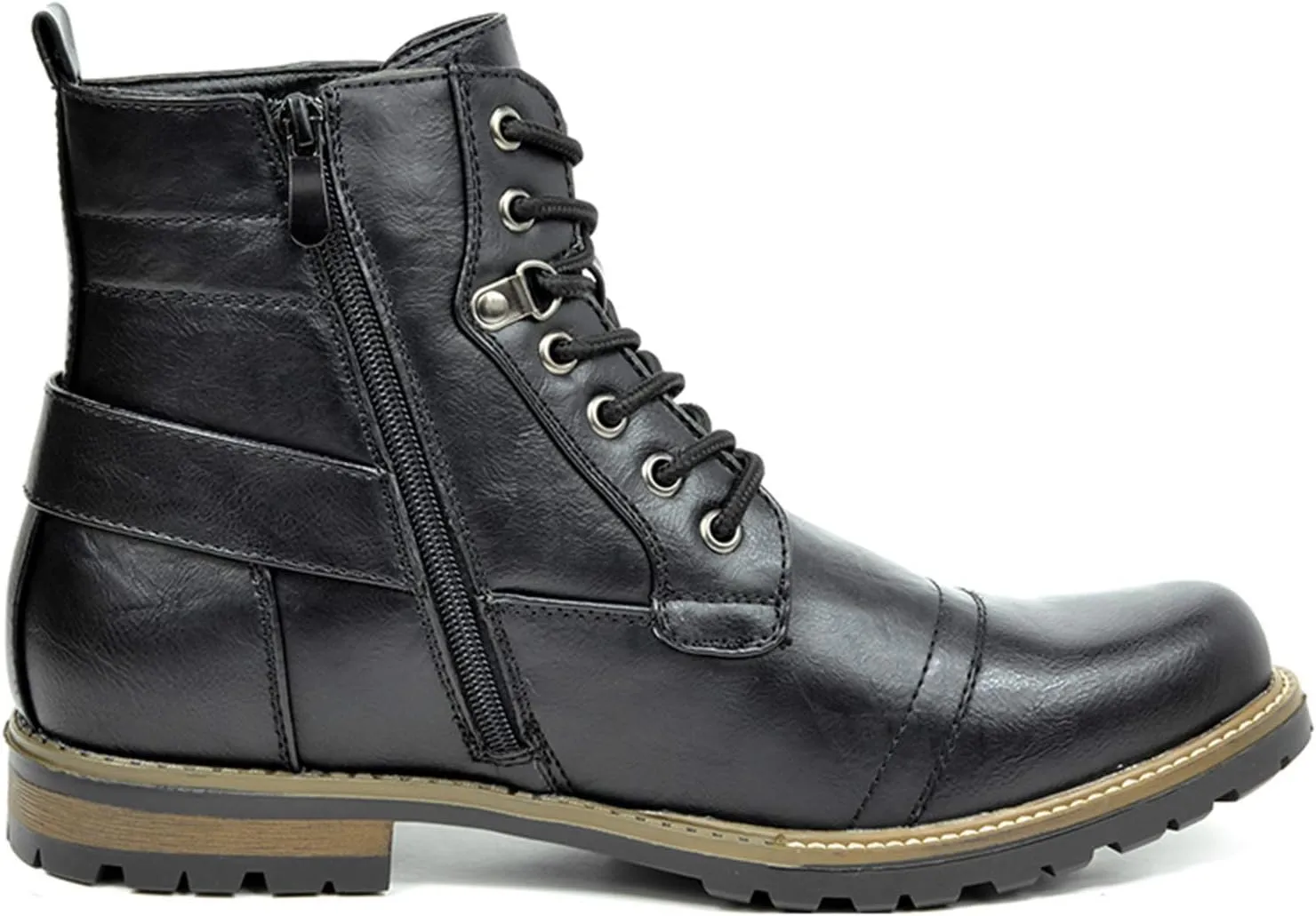 Bruno Marc Men's Motorcycle Combat Boots Zipper Biker Boot