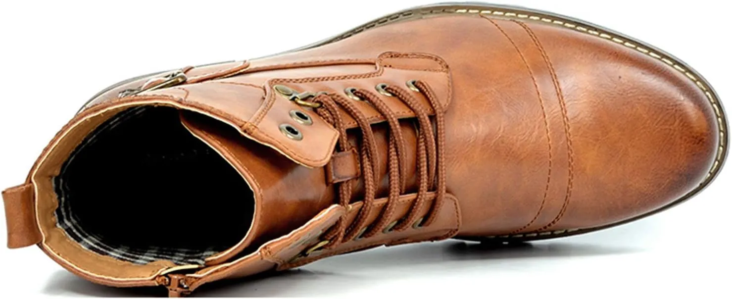 Bruno Marc Men's Motorcycle Combat Boots Zipper Biker Boot