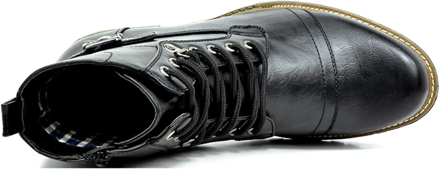 Bruno Marc Men's Motorcycle Combat Boots Zipper Biker Boot