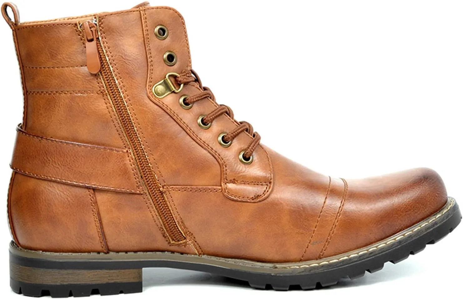 Bruno Marc Men's Motorcycle Combat Boots Zipper Biker Boot