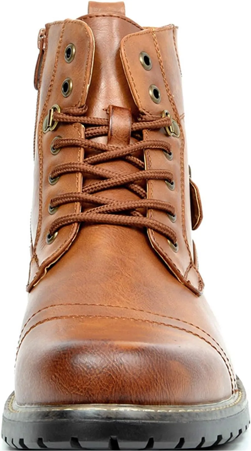 Bruno Marc Men's Motorcycle Combat Boots Zipper Biker Boot