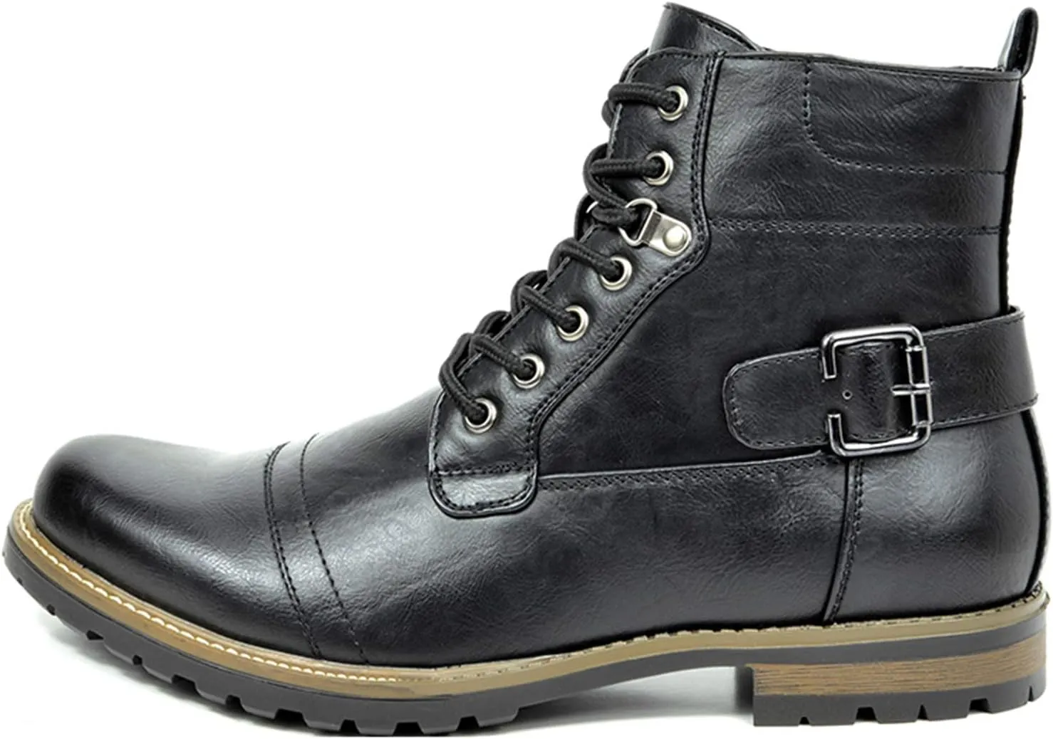 Bruno Marc Men's Motorcycle Combat Boots Zipper Biker Boot