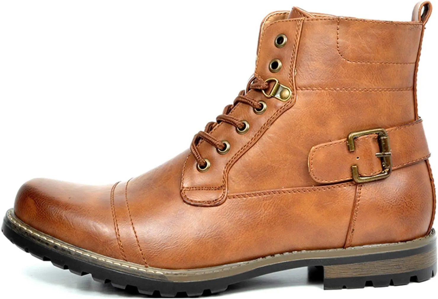Bruno Marc Men's Motorcycle Combat Boots Zipper Biker Boot