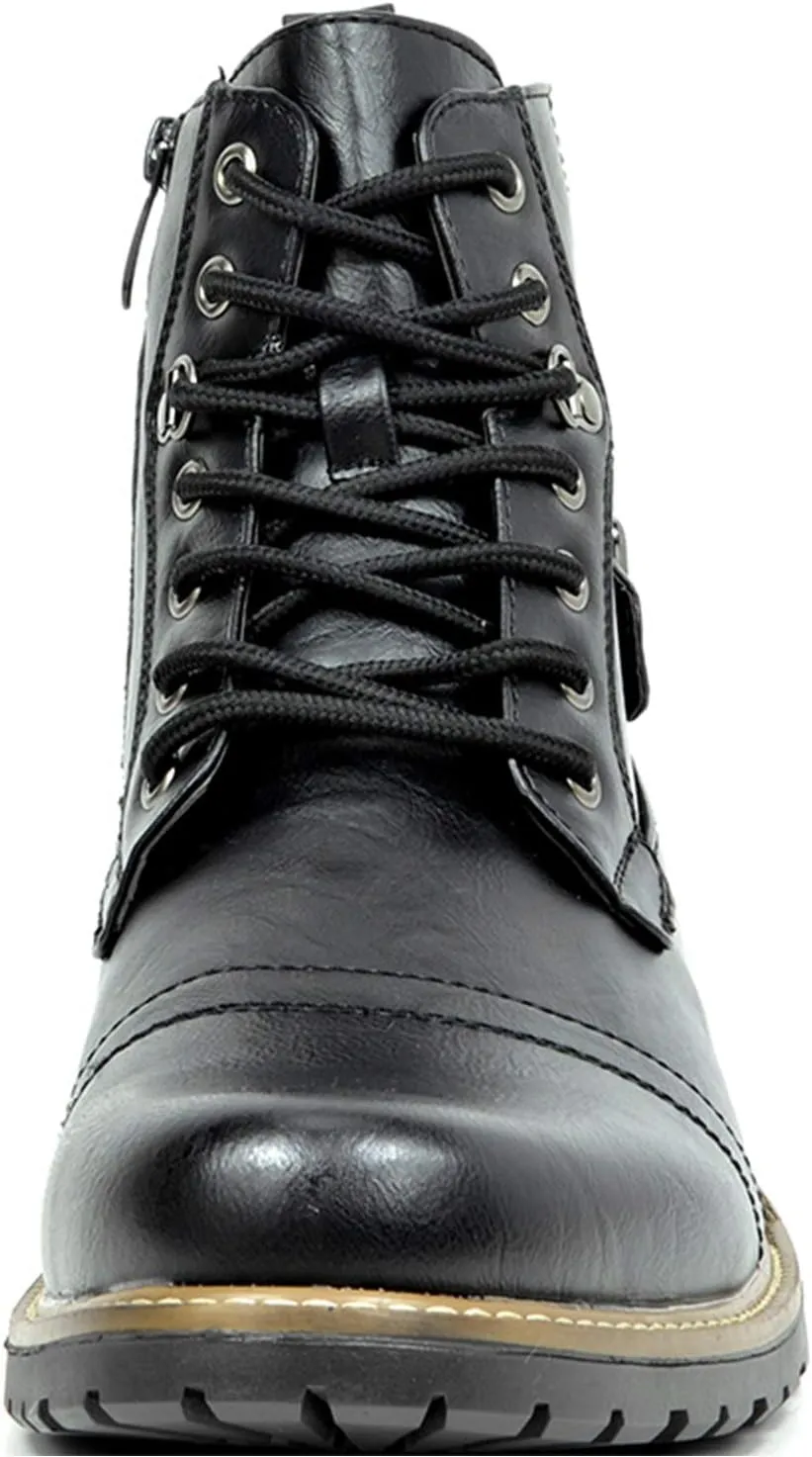 Bruno Marc Men's Motorcycle Combat Boots Zipper Biker Boot
