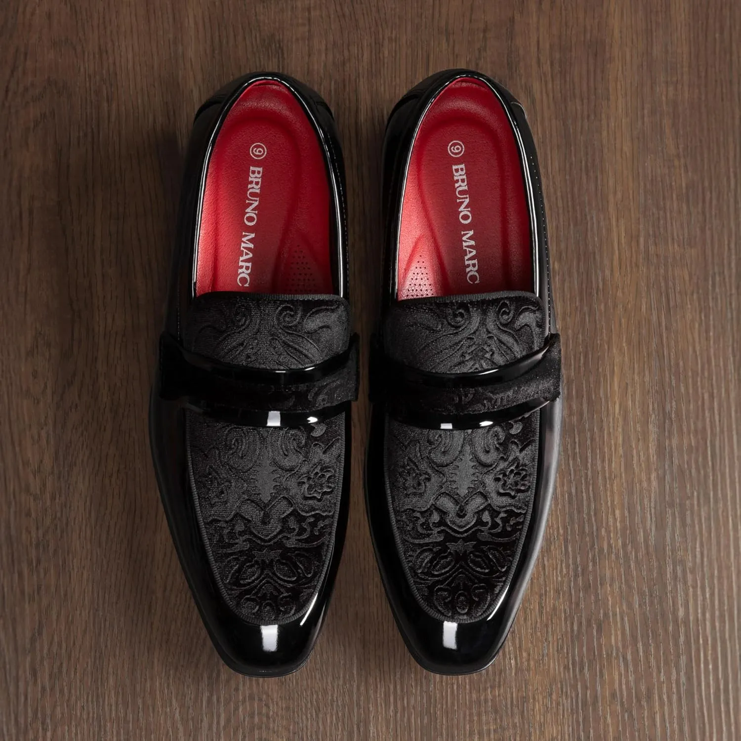 Bruno Marc Men's Tuxedo Patent Loafers Classic Velvet Slip-on Dress Shoes