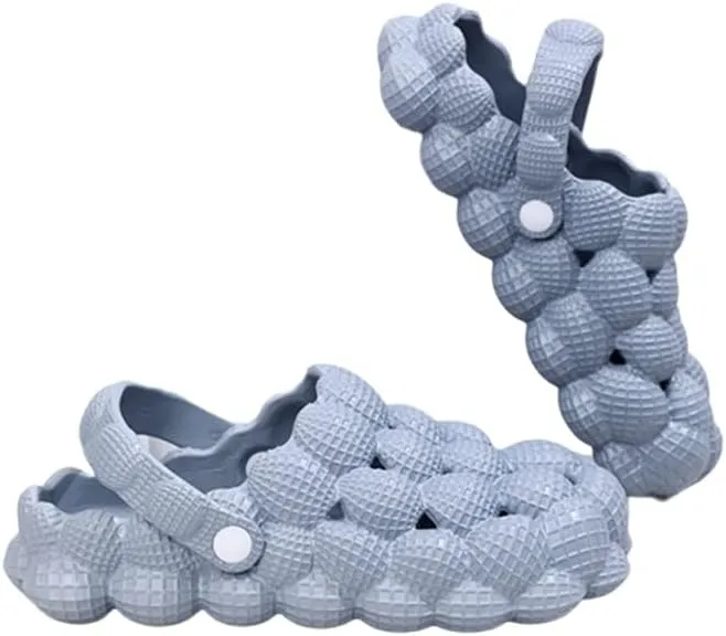 Bubble Slippers | Unisex Adults Orange Flat Sandals | Modern Open Toe Slip On Slippers with Lychee Grain Texture and 15 Curved Toe