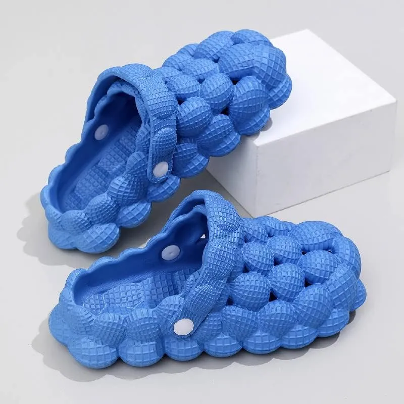 Bubble Slippers | Unisex Adults Orange Flat Sandals | Modern Open Toe Slip On Slippers with Lychee Grain Texture and 15 Curved Toe