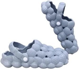 Bubble Slippers | Unisex Adults Orange Flat Sandals | Modern Open Toe Slip On Slippers with Lychee Grain Texture and 15 Curved Toe