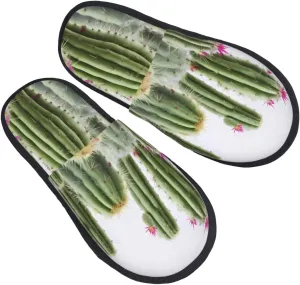 Cactus Women's Fuzzy Slippers Slip-on Slipper Soft Comfy Bedroom Slippers Non-slip House Shoes Medium