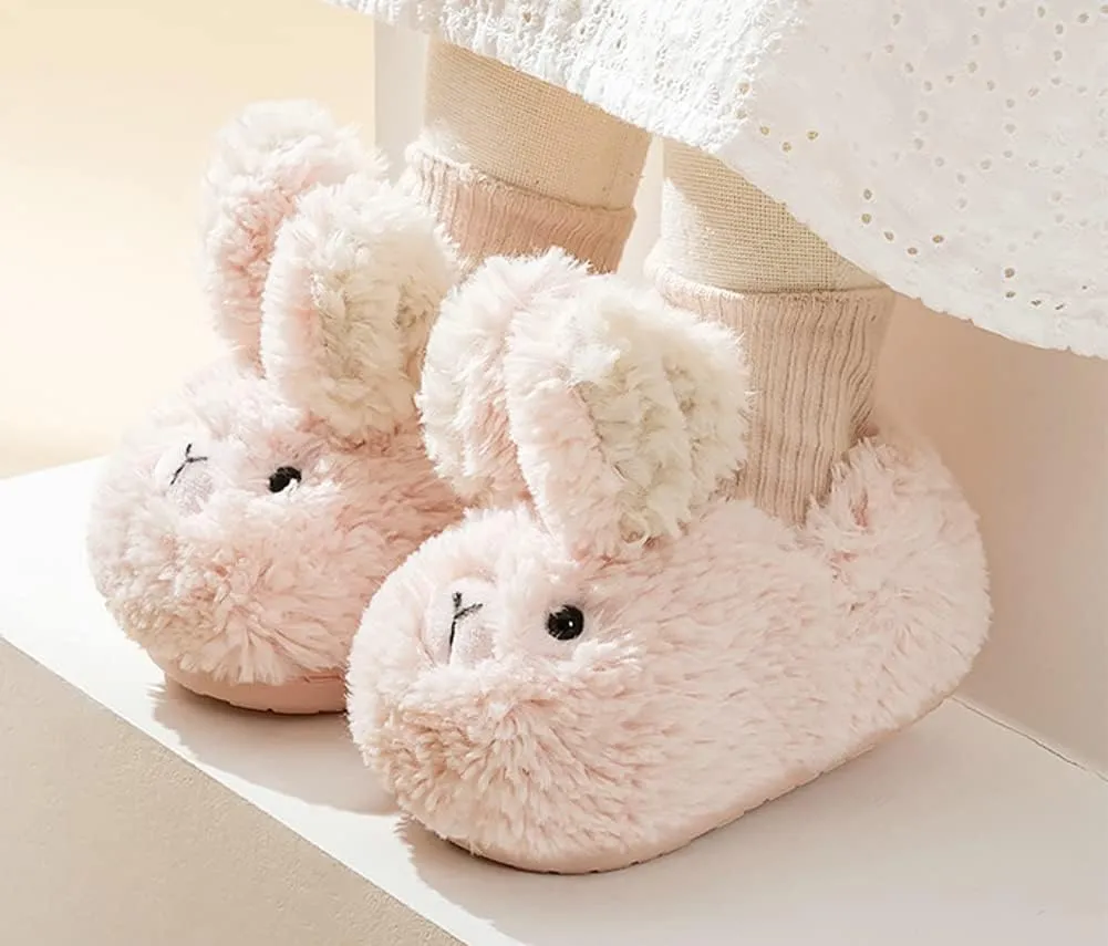 Caistre Toddler & Kids Bunny Cute Fuzzy Soft Plush Slippers - Winter & Indoor Slipper