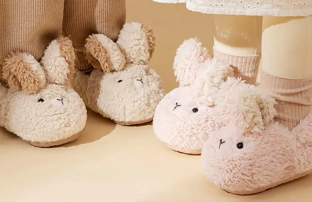 Caistre Toddler & Kids Bunny Cute Fuzzy Soft Plush Slippers - Winter & Indoor Slipper