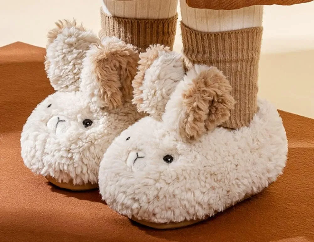 Caistre Toddler & Kids Bunny Cute Fuzzy Soft Plush Slippers - Winter & Indoor Slipper