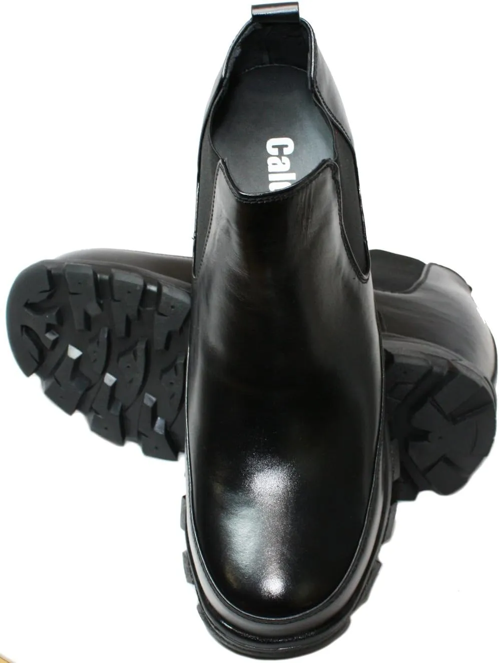 Calden Men's Invisible Height Increasing Elevator Shoes - Black Leather Slip-on Hiking-style Ankle Boots - 4.9 Inches Taller - K332011 - Size 9 D(M) US