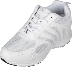 CALTO Men's Invisible Height Increasing Elevator Shoes - White Leather/Mesh Lace-up Super Lightweight Trainer Sneakers - 3 Inches Taller - G3303 - Size 10 D(M) US