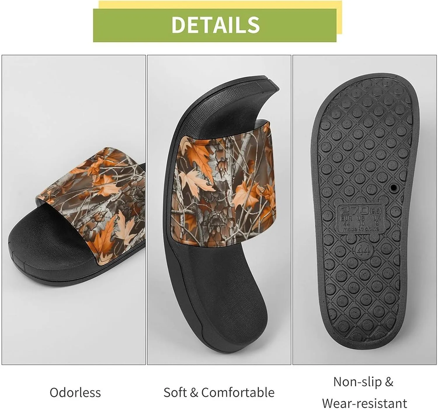 Camouflage Hunting Dead Leaves Fashion Womens And Mens Slippers House Shower Shoes Indoor Outdoor Beach