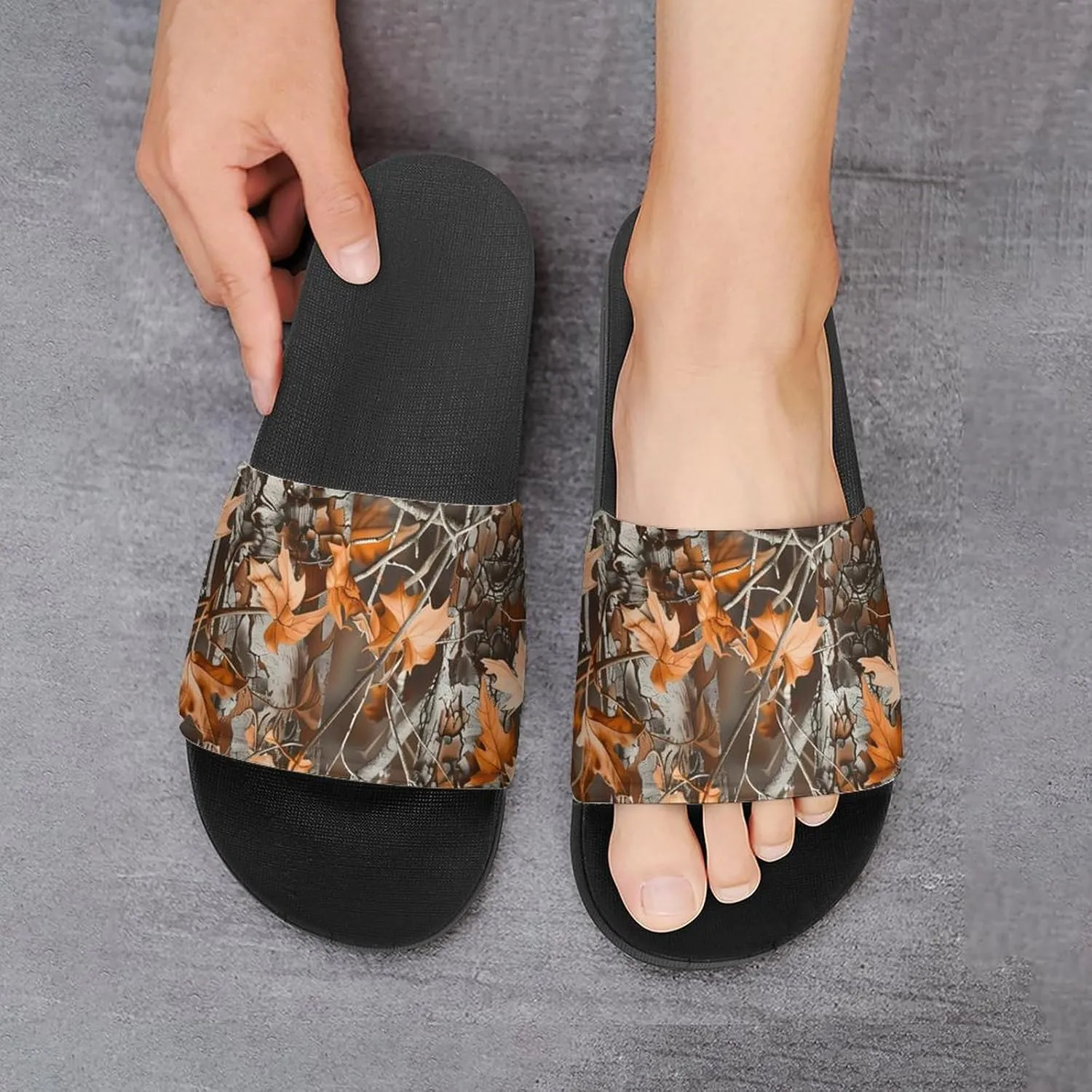 Camouflage Hunting Dead Leaves Fashion Womens And Mens Slippers House Shower Shoes Indoor Outdoor Beach